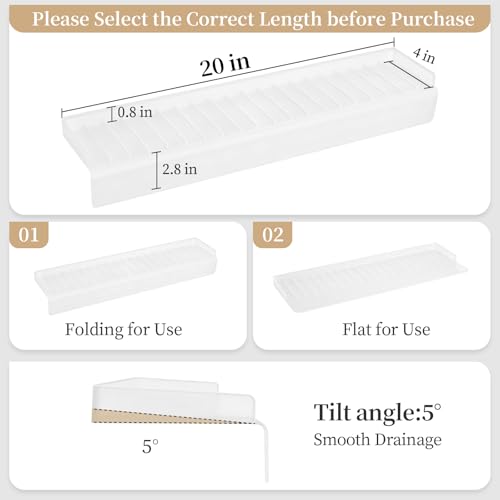 Sink Edge Protector with Suction Cup, 14" 20" 24" 30", Silicone Sink Splash Guard for Kitchen & Bathroom, Protect Countertop from Scratches, Stains, for Stainless Steel Granite Quartz - color: Translucent White, size: 20" x 4"