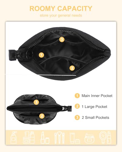 Relavel Mini Makeup Bag, Smaller Cosmetic Pouch for Women, Portable Traveling Car Bag for Essentials with Compartments, Cute Toiletry Bag Organizer, Black - color: 01-Black, size: MINI
