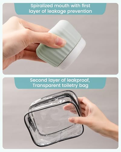Mrsdry Travel Containers for Toiletries 4 Pack, TSA Approved Travel Size Toiletries, Travel Size Containers, With Clear Bag Leak Proof Silicone Jars, Travel Essentials Creams Jars Carrying Small Items - color: Black Gray, size: 3 oz