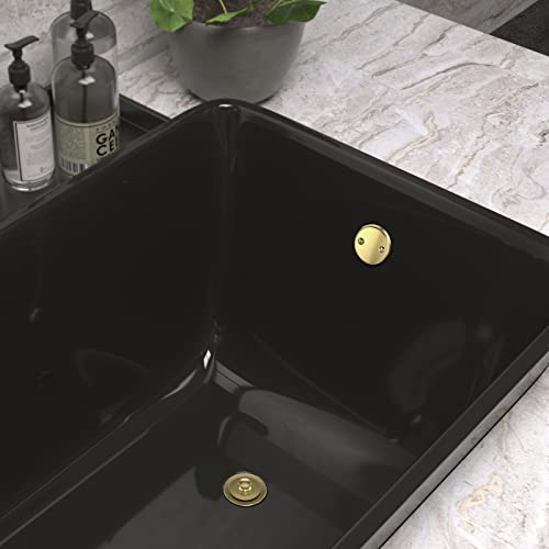 Brushed Gold Bathtub Drain Bath Tub Trim Set Conversion Kit Assembly, All Brass Lift and Turn Twist Tub Drains Replacement Trim Kit with Two-Hole Overflow Faceplate - color: Brushed Gold