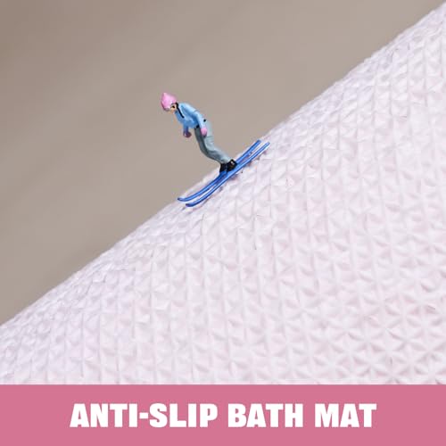TRUEDAYS Pink Scalloped Bath Mat - Soft Microfiber Bathroom Rug, Non-Slip Cute Mat for Tub & Shower, Aesthetic Decor for Modern Bathrooms,32x20 Inches - color: Pink Scalloped