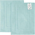 Feather & Stitch 2 Piece Towel Like Bath Mats (30x21 Inch) 100% Cotton Terry Bath Mats, Bathroom Shower Floor Mats [NOT A Bathroom Rug], Soft Absorbent Washable Mats - Sea Foam - color: Sea Foam