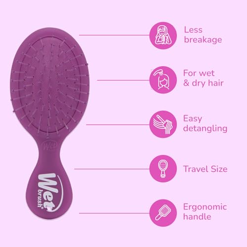 Wet Brush Mini Detangler Hair Brush, Purple Frost, Detangling Travel Hairbrush, Ultra-Soft IntelliFlex Bristles Glide Through Tangles with Ease, Pain-Free, All Hair Types - color: Purple Frost, size: 1 Count (Pack of 1)