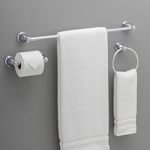 Franklin Brass 3-Piece Polished Chrome Bathroom Set Towel Rack, Ring, Toilet Paper Holder| Kinla Bath Accessories - color: Polished Chrome, style: 3-Piece Bath Accessory Set