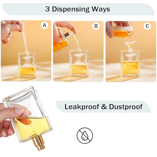 YU FENG 2 Pack 100ml Glass Perfume Spray Bottles, Clear Refillable Atomizer | Clear Glass Design, Gold Sprayer With Transparent Cap, Fine Mist Spray, Refillable Bottle For Perfume And DIY Use - style: Clear Glass