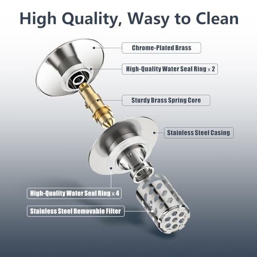 Bathroom Sink Stopper Pop-Up Sink Drain Strainer Hair Catcher | Universal 1.1"-2.17" Drains, Brass Core & Stainless Steel Mesh, Hair Catcher 2 in 1 bathroom Sink Stopper Strainer - color: Chrome-diagonal Holes