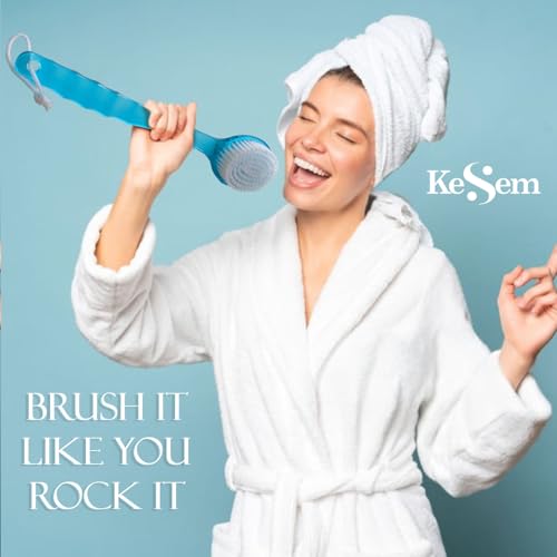 2 Pack Back Scrubber Shower Brush with 14 inch Long Handle, Soft Bristles Full Body Skin Exfoliator for Bath Wet or Dry Brush for Men & Women (14")
