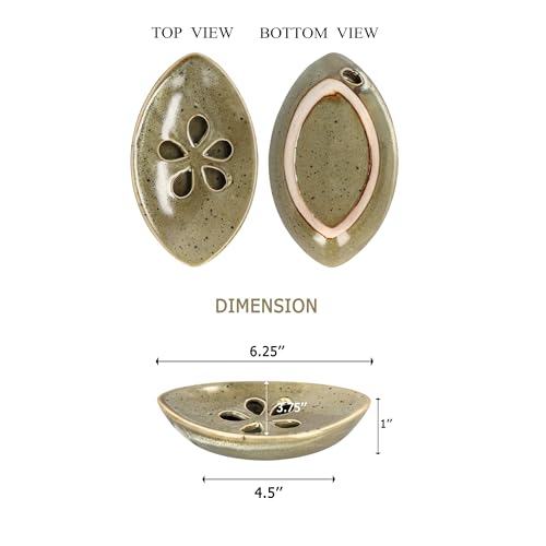 Ceramic Soap Dish with Self Draining Tray for Bar Soap, Bathroom, Kitchen (Frog Eggs) - color: Frog Eggs