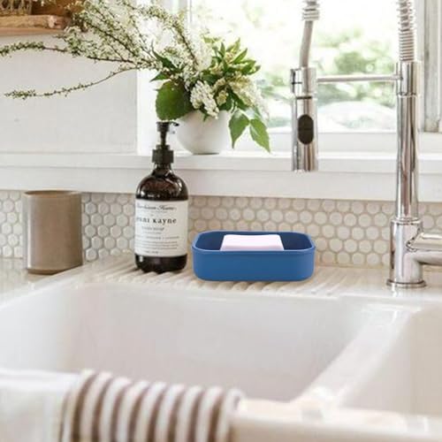 Silicone Travel Soap Bar Holder, Leak Proof Soap Case with Draining Layer, Portable Travel Soap Container for Shampoo & Conditioner Bar, Ideal for Bathroom, Gym, Camping (Blue) | Slip-Resistant Portable Bar Soap Holder for Shower Bathroom Gym Camping(Blue