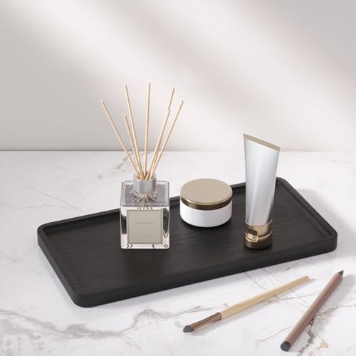 VERTORGAN Bamboo Serving Tray,11.8x5.9 Inch Decorative Trays Platter for Coffee Table,Living Room,Bar,Party,Mini Charcuterie Boards Cheese Board,Home Decor（Black） - color: Black, size: 11.8" x 5.9" x 0.6"