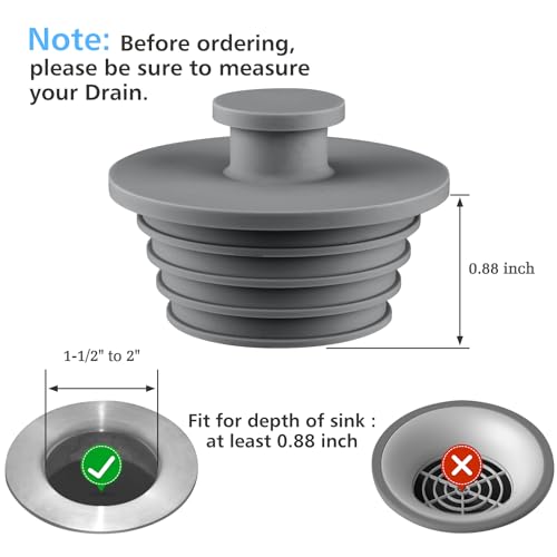 Aluvor Bathtub Stopper Drain Plug Bathroom Tub Plug Sink Stopper 2pcs | Silicone Bathtub Drain Plug Tub Drain Stopper Washbasin Stopper - color: Dark Grey, size: Large