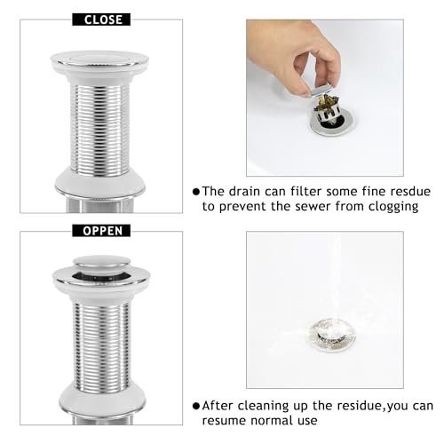 Bathroom Sink Drain,5 Pack Drain Stopper Without Overflow,Small Cap Pop Up Drain Assembly with Detachable Strainer Basket,Built-in Anti-Clogging, Stainless Steel Nut Brushed Nickel - color: 5 Pack-brushed Nickel-small Cap, style: Without Overflow
