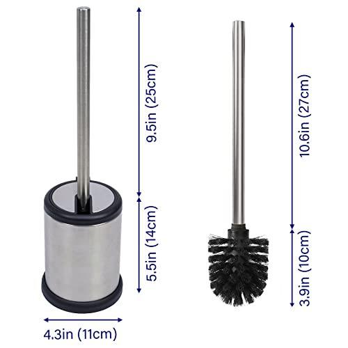 Casaphoria Stainless Steel Toilet Bowl Brush and Holder set for Deep Cleaning,Bowl Scrubber Brush with Lid for Bathroom,Deluxe Freestanding Toilet Brush and Plunger Combo - style: Stainless Steel_handle