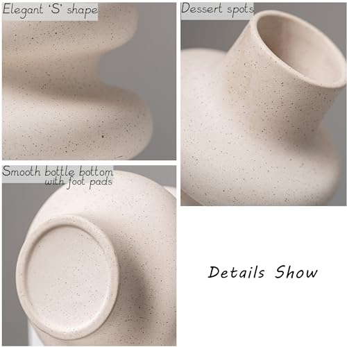 Steviieden Ceramic Vases Set 2, Modern Home Decor,Off White Round Vases,Modern Dried Flower Vases, Boho Home Decor for Centerpieces Wedding Dinner Table Party Living Room Office Bedroom - color: Off White B, size: Small & Large Set