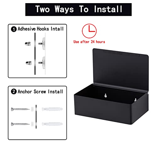 Adhesive Toilet Paper Holder with Shelf and Storage, Wall Mount Toilet Paper Roll Holder & Flushable Wipes Dispenser Set Fits Any Bathroom, Stainless Steel Tissue Holder-Round, Black - color: Matte Black Ground