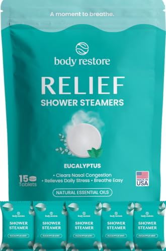 Body Restore Shower Steamers Aromatherapy 15 Pack – Fathers Day Gift for Dad, Birthday Gifts for Women & Men, Spa Stress Relief & Relaxation Self Care Gifts – Premium Eucalyptus Essential Oil Tablets - color: Eucalyptus 15 Pack