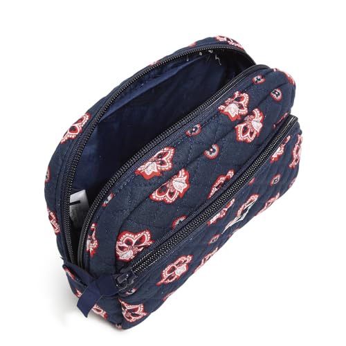 Vera Bradley Women's Cotton Nfl Medium Cosmetic Makeup Organizer Bag (Multiple Teams Available) - color: Nautical Blue/Red Bandana w/New England Patriots, size: One Size