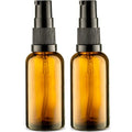 VitalUp Empty Refillable Glass Amber Pump Bottle Ideal for Lotion Cream Essential Oil Travel Small Container - 2 Pack (50ml) - size: 2 Pack (50ml)
