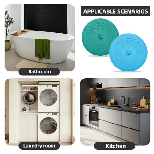 Tub Stopper 2PCS,Bathtub Drain Stopper,6 inches Bathtub Tub Drain Cover Stopper,Silicone Drain Plug Plug,Kitchen Bathroom Hair Water Shower Stopper,Large Bathroom Laundry Accessories (Blue/Green) - color: Blue/Green