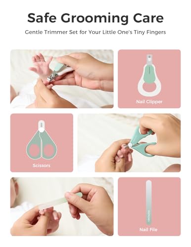 Momcozy Core Baby Kit, Baby Shower & Registry Essential Kit for Grooming&Health&Cleansing Care, Includes Nail File Kits, Nasal Aspirator, Gas Relief Tubes, Bath Brushes, Toothbrush, Comb, Storage Case - size: Core Baby Kit