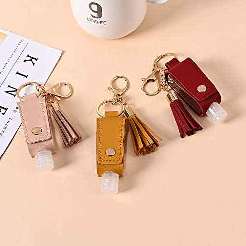 Empty Travel Bottle Keychain Hand Bottle Holder 30ml Squeeze Bottle Refillable Containers for Toiletry Shampoo Wine Red - color: Wine Red