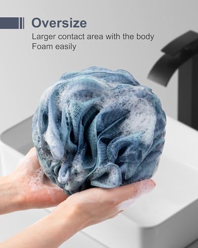 MTDLYICE Loofah Sponge, XXL Large Loofah 100g 4 Pack, Bath Sponge Soft Mesh Shower Loofah for Men, Body Scrub, Shower Pouf Bath Accessories, for Body Wash, Soap (Blue) - style: Blue Green
