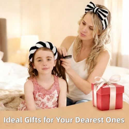 7 Pcs Spa Set, Facial Headband and Wristband Set, Skincare Accessories, College Style Girl Gift, Hair Accessories for Women and Girls（Black White Stripe ） - color: Black White Stripe