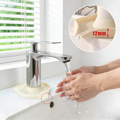 Compact Silicone Kitchen Sink Faucet Splash Proof Mat, Tap Water Diversion Splash Guard Drain Pad(White,2PCS) - color: Whitex2