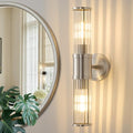 Brushed Nickel Wall Sconce Bathroom Vanity Light Fixtures for Mirror, Modern Wall Light with Glass Rod Shade for Bathroom, Bedroom, Hallway, Living Room - Bulb Not Included - color: Brushed Nickel-Glass Rod