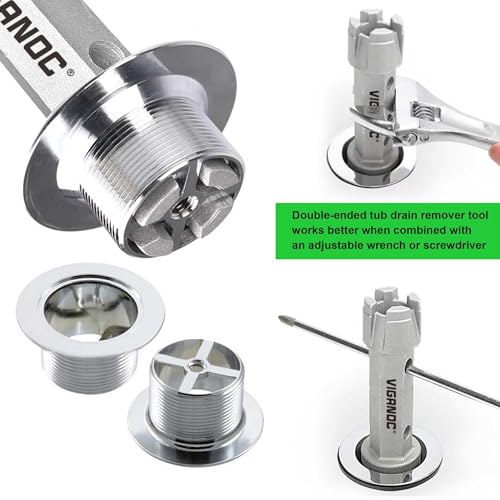 Tub Drain Remover Wrench, Tub Dual Ended Drain Wrench for Bath Drains, Shower Drain Heavy Duty Aluminum