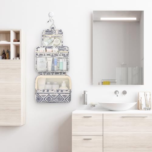 Mossio Hanging Toiletry Bag with Sturdy Hook - Large Portable Cosmetic Makeup Travel Organizer for Men & Women - color: Elephant A