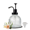 SheeChung 8 Oz Glass Soap Dispenser Bathroom, Clear Liquid Hand Soap Dispenser with Pump, Refillable Dish Soap Dispenser for Kitchen, Cute Modern Stripes Lotion Bottle, Shampoo (Black Pump, 1 Pack) - color: Clear-black Pump, 1 Pack