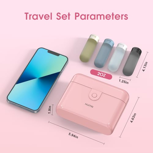 Travel Bottles with Case, 4x2oz TSA Approved, Leak-Proof, Press to Unlock, Compact & Portable Travel Toiletries (Pink) - color: Pink