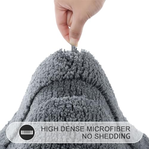 SHACOS Bathroom Rugs Sets 3 Piece with Toilet Lid Cover | 16"x24"Bath Mat and 20"x24" U-Shape Contoured Toilet Mat Machine Washable Shaggy Absorbent Bath Rugs(Dark Grey) - color: Dark Grey, size: 16"x24"+U-Shape 20"x24"+Lid Cover 19"x21"