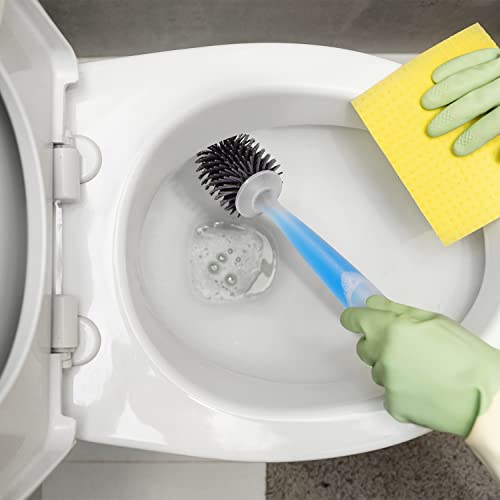 Toilet Brush & Plunger Set - Toilet Bowl Brush and Holder, Refillable Liquid Dispenser Brush - 2 in 1 Silicone Toilet Brush & Plunger Set for Bathroom