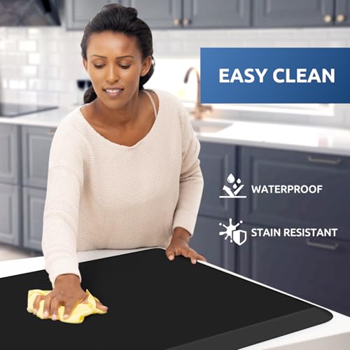 KitchenClouds Kitchen Mat Cushioned Anti Fatigue Rug 22"x72" Water Resistant, Non Slip, Standing and Comfort Desk/Floor Mats for House Sink Office (Black,0.8inch) - color: Black, size: 72"L x 22"W x 0.8"Th