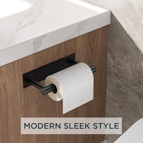 FORIOUS Toilet Paper Holder Wall Mount, Stainless Steel Rustproof Double Post Pivoting Tissue Roll Holder for Bathroom, Commercial Toilet Paper Dispenser (Matte Black, Modern Square 1 Pack) - color: Matte Black