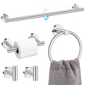 TQKAG Polished Chrome 5 Piece Bathroom Hardware Accessories Set 23.6" SUS304 Stainless Steel Bathroom Towel Bar Holder Sets Double Post Pivoting Toilet Paper Holder Set Wall Mounted - color: Polished Chrome, size: 5-Pieces Set-B