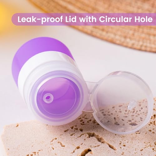 MICEBAY Condiment Squeeze Bottles for Sauces, 1-oz Mini Silicone Salad Dressing Container to Go with Snack Storage Bag, Leakproof Sauce Bottles for Lunch Box, 4 Pack, Purple - color: Purple, size: 1 OZ