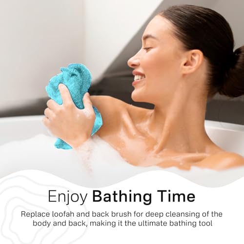 Yiclick Exfoliating Washcloth Towel- Exfoliating Body Scrubber Exfoliator, Back Scrubber for Shower Bath, Exfoliate Rags Wash Cloths, Loofah Lufa Sponge, Body Scrub & Exfoliation Women Men - color: Light Green