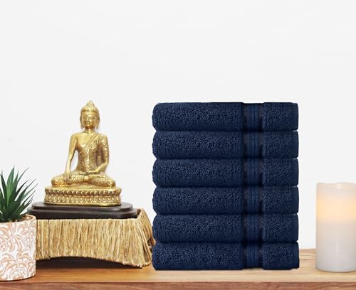 COTTON CRAFT Ultra Soft Hand Towels - 6 Pack - 16x28-100% Cotton Face Towels - Absorbent Quick Dry Everyday Luxury Hotel Bathroom Kitchen Spa Gym Shower Pool Camp Picnic - 580 GSM - Navy - color: Navy Blue, size: 6 Pack Hand Towels