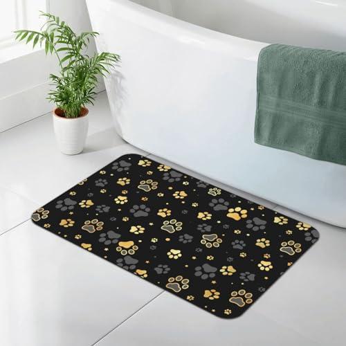 Golden Dogs Animal Paws Bath Mat Rugs 15.7x23.6 in, Diatomaceous Earth Bathroom Rug Rubber Non-Slip Absorbent Bathroom Mat for Bathroom Kitchen Floor, Tub and Shower Sink - color: Paws #03