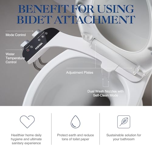 Bidet Attachment for Toilet Seat Non-Electric Bidet Hot and Cold Water Bidet Attachment Toilet Adjustable Water Temperature Posterior/Feminine Wash Dual Retractable Nozzle(AM-US-TT18N)