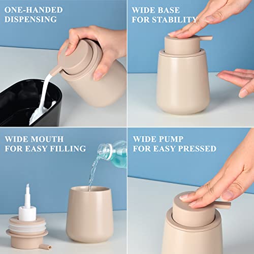 Bosilunlife Ceramic Foaming Soap Dispenser - 12Oz Bathroom Countertop Kitchen Dish Soap Pump Dispenser Foam Soap Dispenser - Khaki - color: Khaki