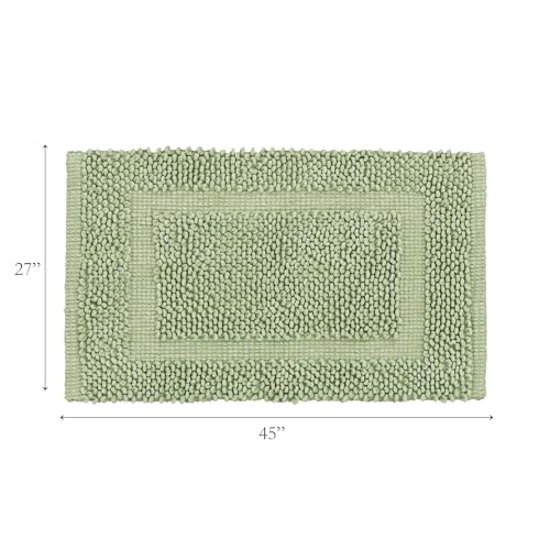 Jean Pierre New York 100% Chenille Cotton Skid Resistant Plush Bath Mat - 27"x45" Bathroom Rug - Sage Green - color: Sage Green, size: 2'3" x 3'9" (Rectangular)