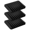Silicone Soap Dishes Self Draining, 3 Pcs Soap Holder for Shower Bathroom Kitchen Sponges, Keep Dry Clean(Black)