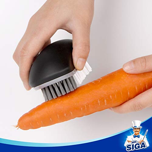 MR.SIGA Fruit and Vegetable Cleaning Brush with Non Slip Comfortable Grip, Pack of 2, Black - color: Black