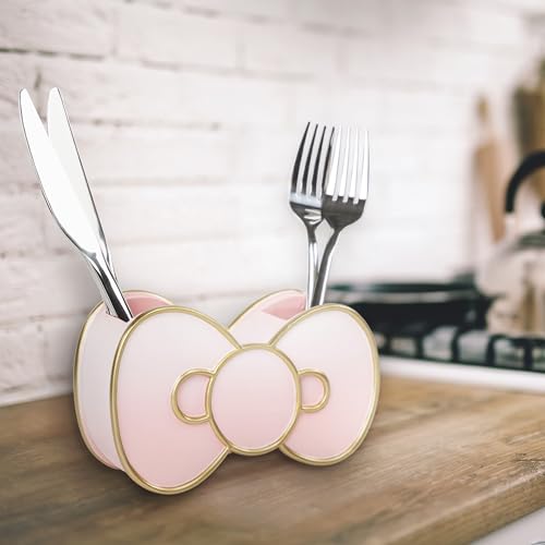 Jay Franco Hello Kitty Bow Toothbrush Holder - Pink Resin Pencil Holder - Bathroom Storage - color: Pink - Hello Kitty