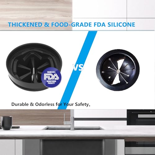 Garbage Disposal Splash Guard 3 3/8" - 1 Pack Universal Sink Baffle for InSinkErator Evolution & Most 3-Bolt Models, Heavy-Duty FDA Silicone with Noise Reducing Petal Design