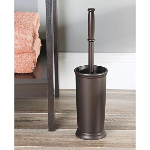 mDesign Metal Freestanding Slim Toilet Bowl Brush and Holder - color: Espresso